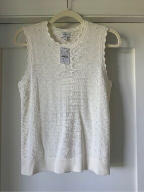 J.Crew Factory Scalloped pointelle sweater shell